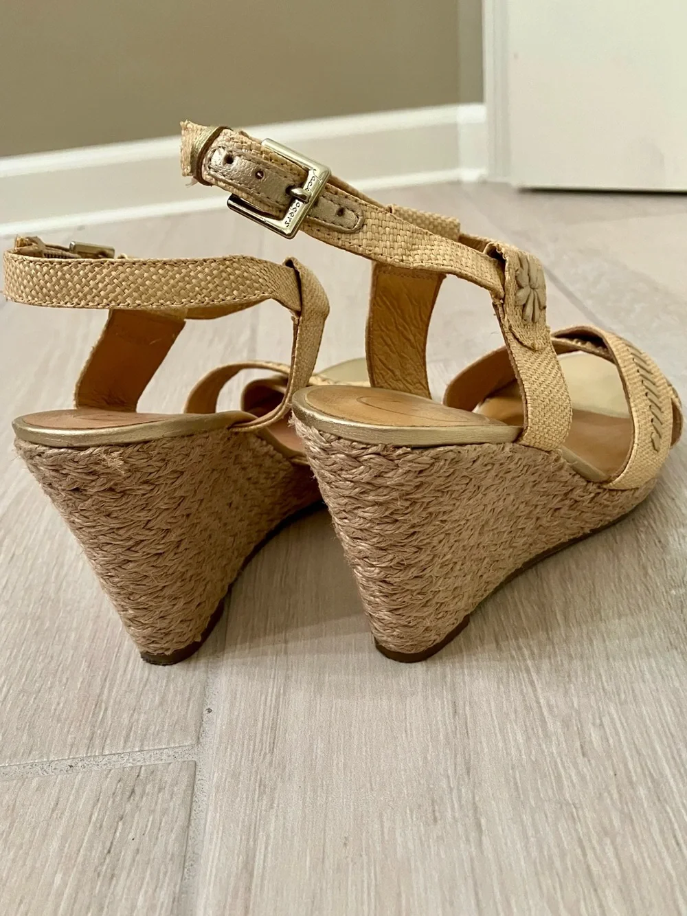 Jack Rogers Gold Wedges
